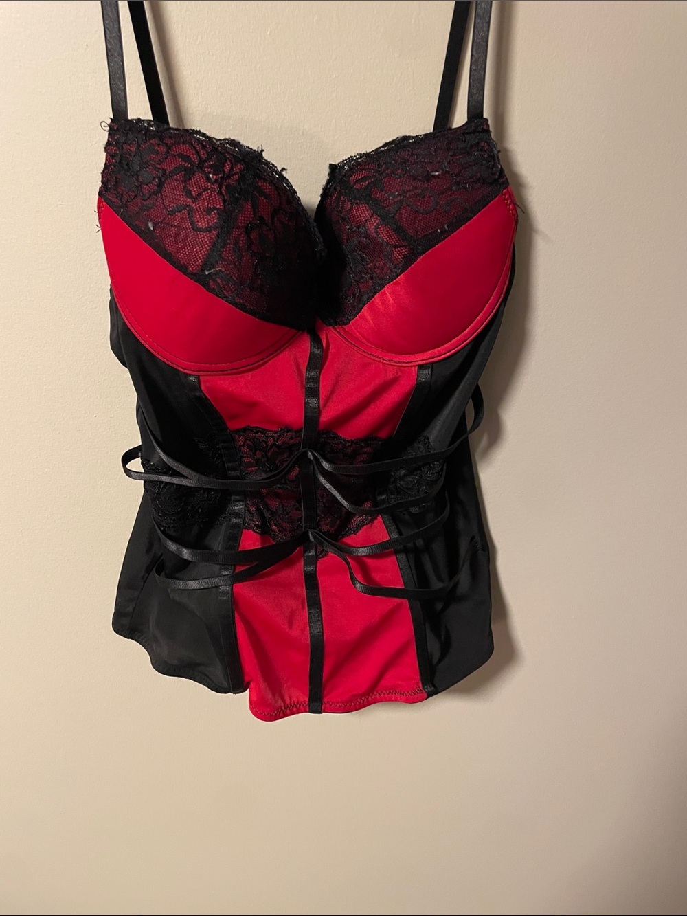 Spirit Red and Black Lace Bustier Corset Top